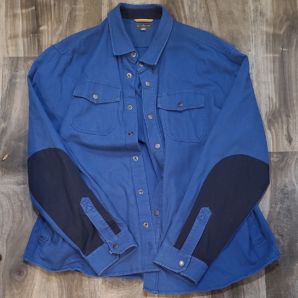 L.L. BEAN Signature Blue and Black Slim Fit Shirt XXL